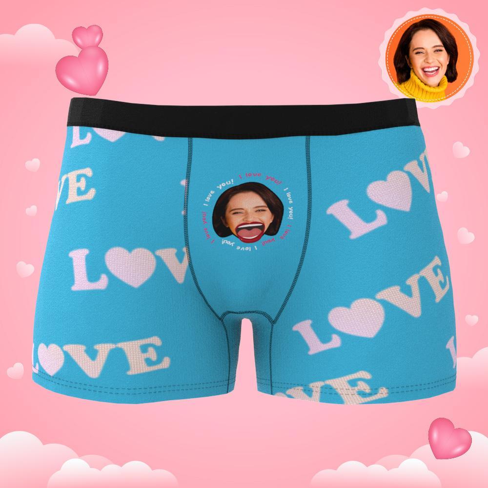 Custom Photo Boxer Kiss Underwear Men's Underwear Gift For Boyfriend AR View - MyFaceBoxer