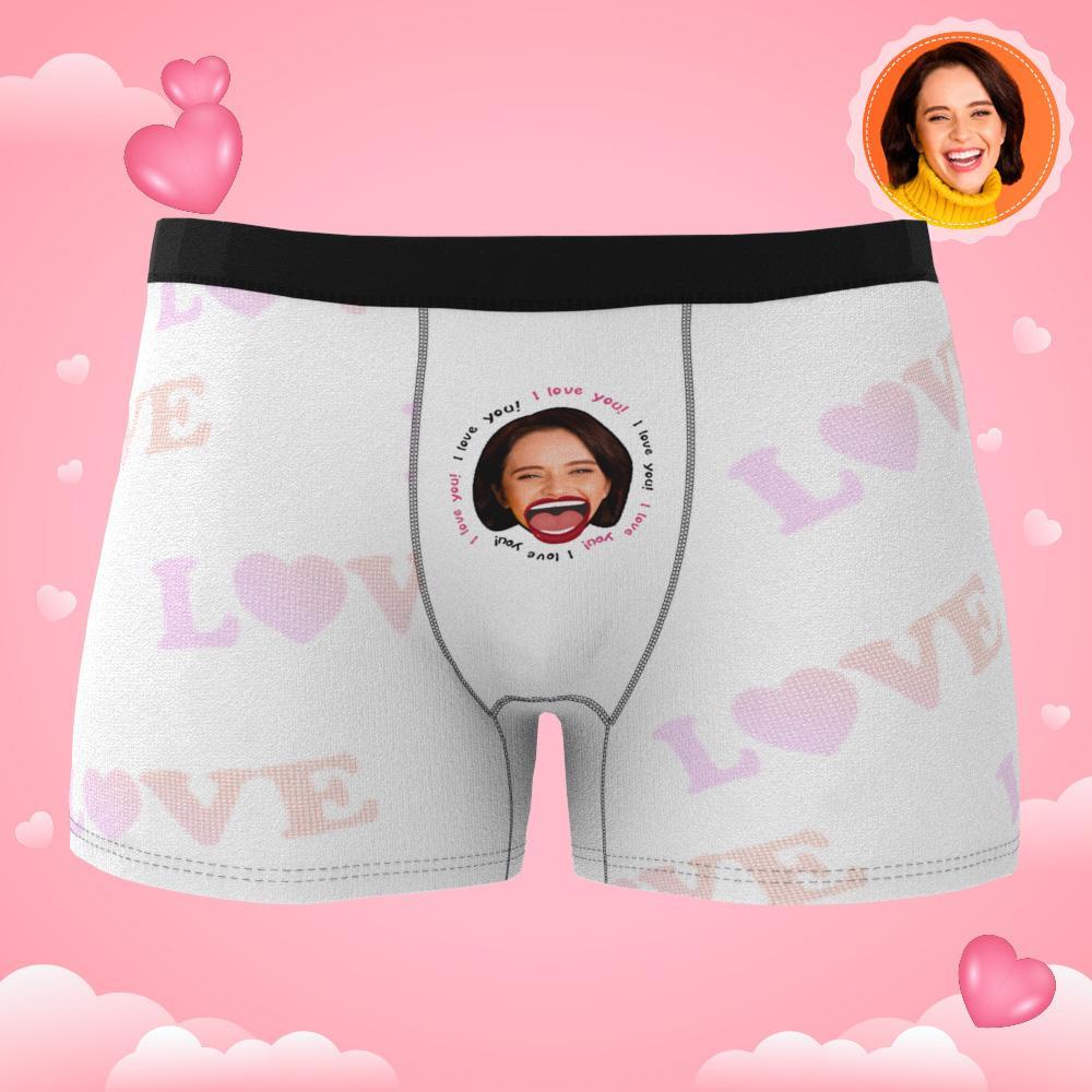 Custom Photo Boxer Kiss Underwear Men's Underwear Gift For Boyfriend AR View - MyFaceBoxer