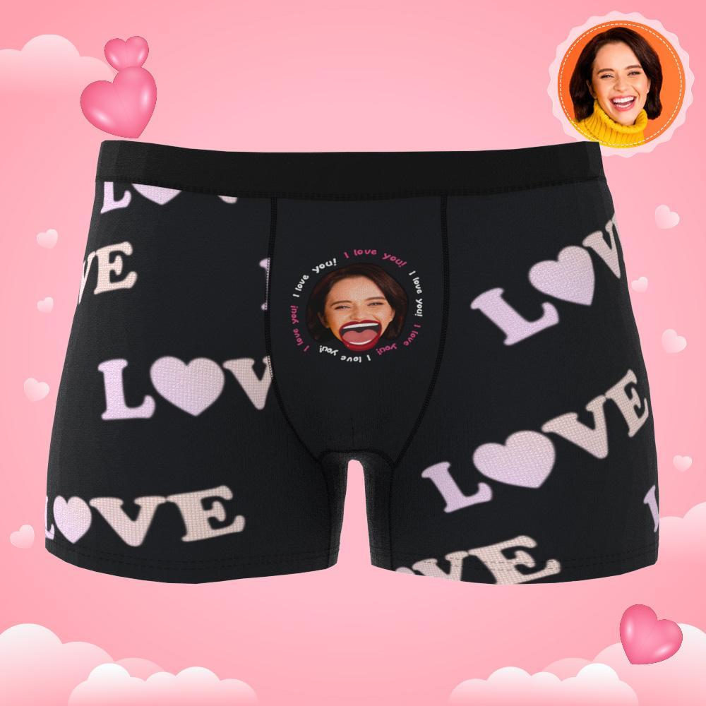Custom Photo Boxer Kiss Underwear Men's Underwear Gift For Boyfriend AR View - MyFaceBoxer