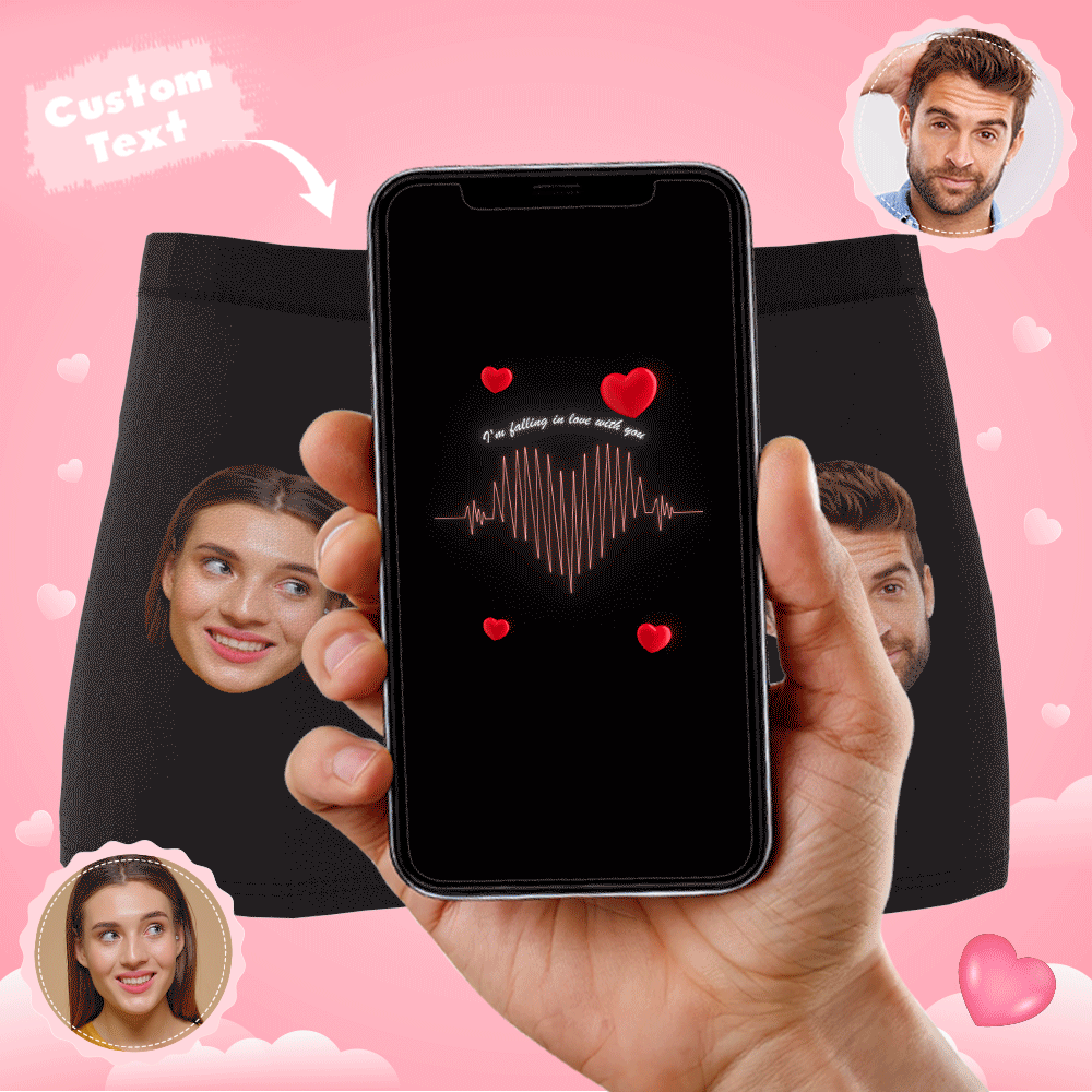 Custom Photo Boxer Electrocardiogram Underwear Men's Underwear Gift For Boyfriend AR View - MyFaceBoxer