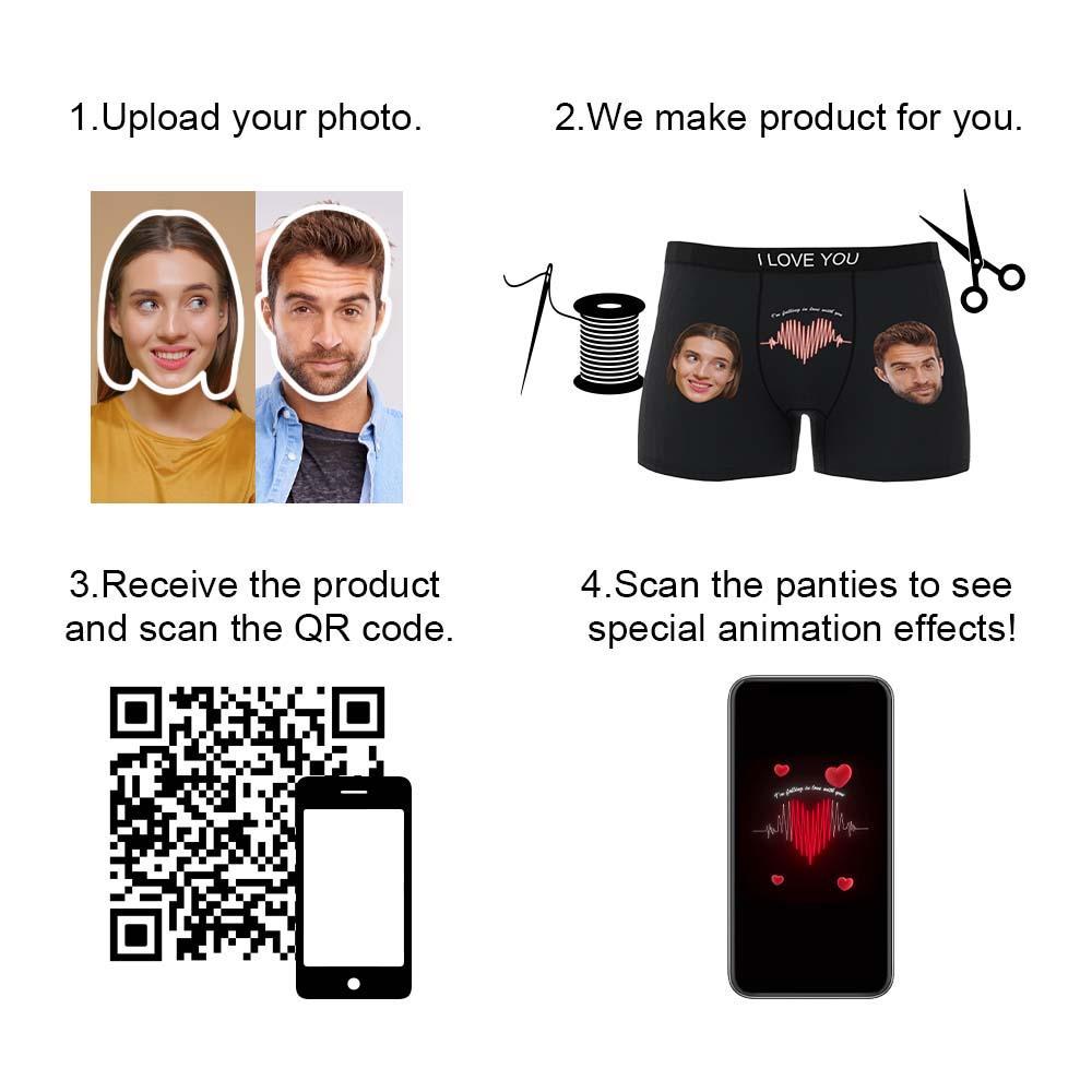 Custom Photo Boxer Electrocardiogram Underwear Men's Underwear Gift For Boyfriend AR View - MyFaceBoxer