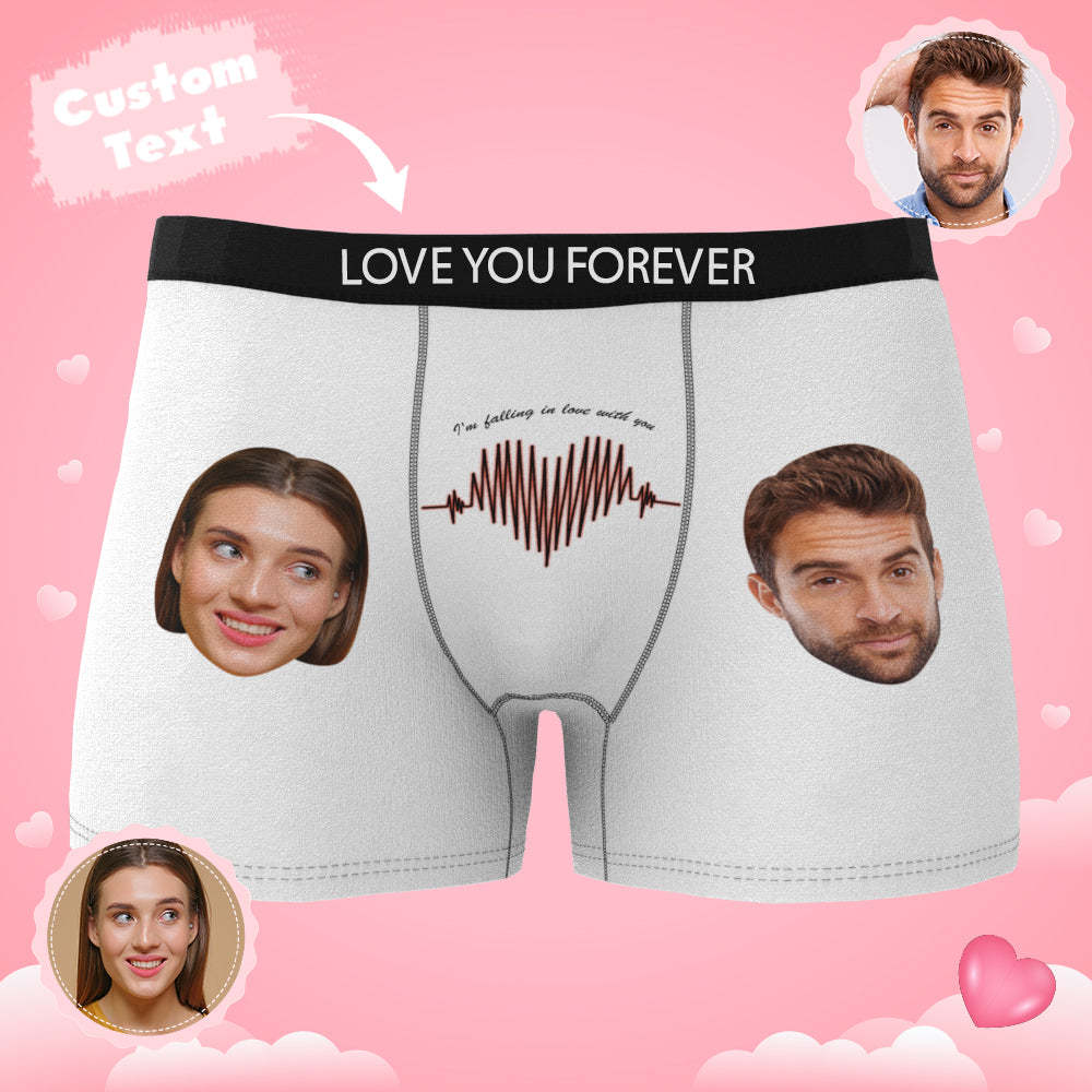 Custom Photo Boxer Electrocardiogram Underwear Men's Underwear Gift For Boyfriend AR View - MyFaceBoxer