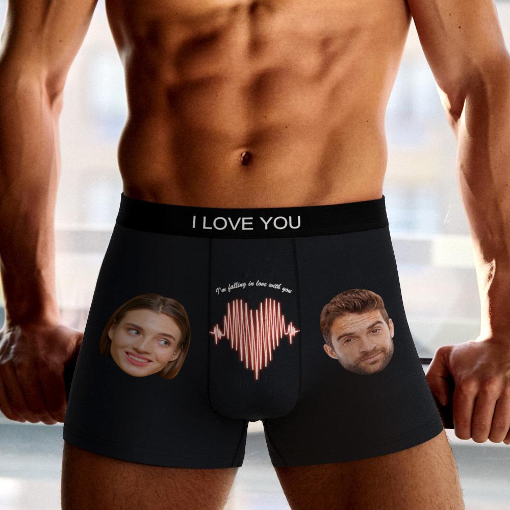Custom Photo Boxer Electrocardiogram Underwear Men's Underwear Gift For Boyfriend AR View - MyFaceBoxer