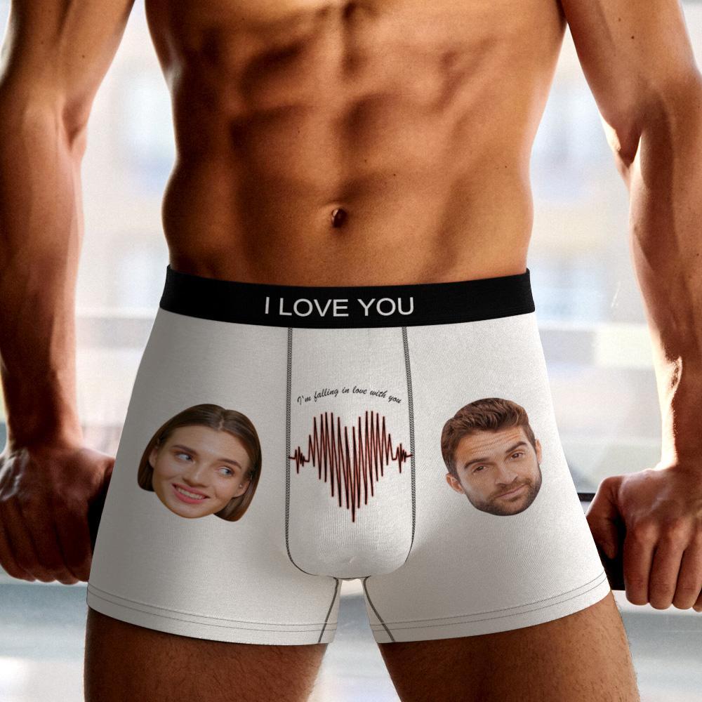 Custom Photo Boxer Electrocardiogram Underwear Men's Underwear Gift For Boyfriend AR View - MyFaceBoxer