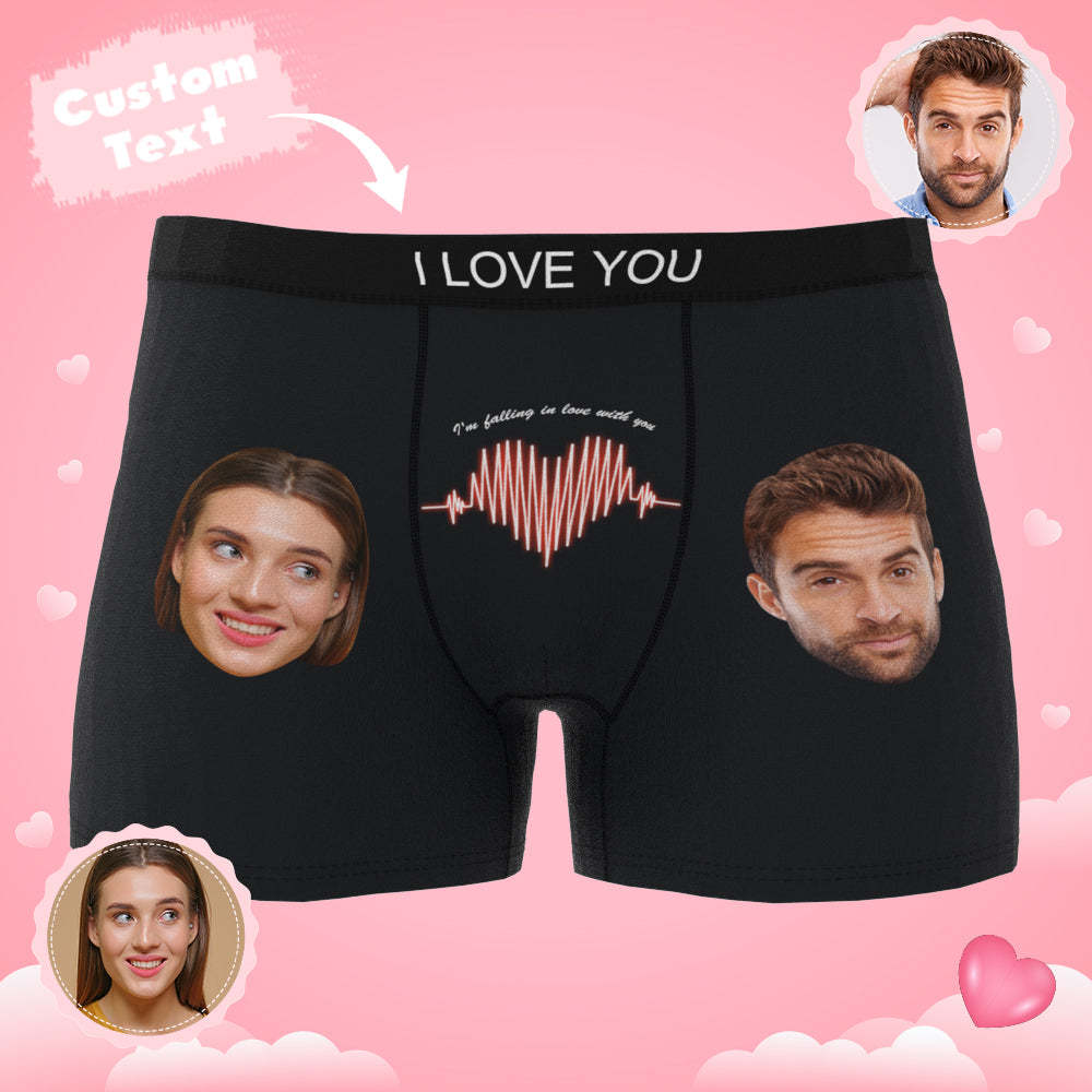 Custom Photo Boxer Electrocardiogram Underwear Men's Underwear Gift For Boyfriend AR View - MyFaceBoxer