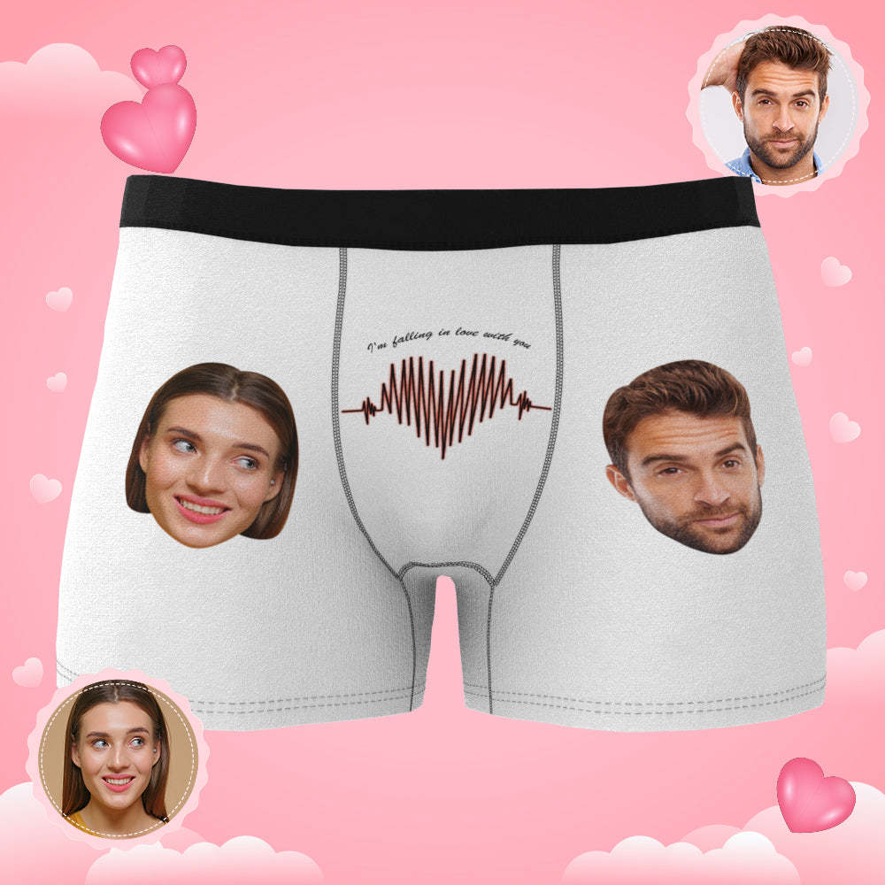 Custom Photo Boxer Electrocardiogram Underwear Men's Underwear Gift For Boyfriend AR View - MyFaceBoxer