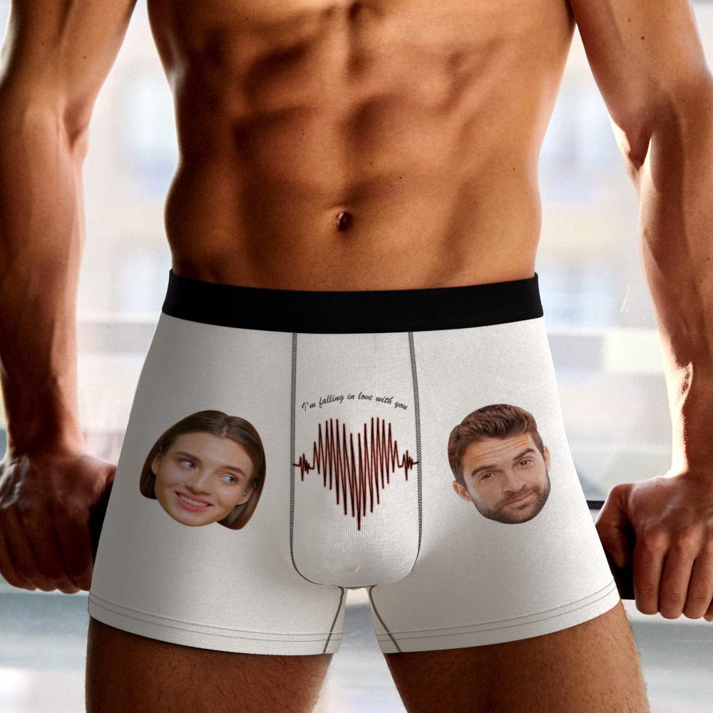 Custom Photo Boxer Electrocardiogram Underwear Men's Underwear Gift For Boyfriend AR View - MyFaceBoxer
