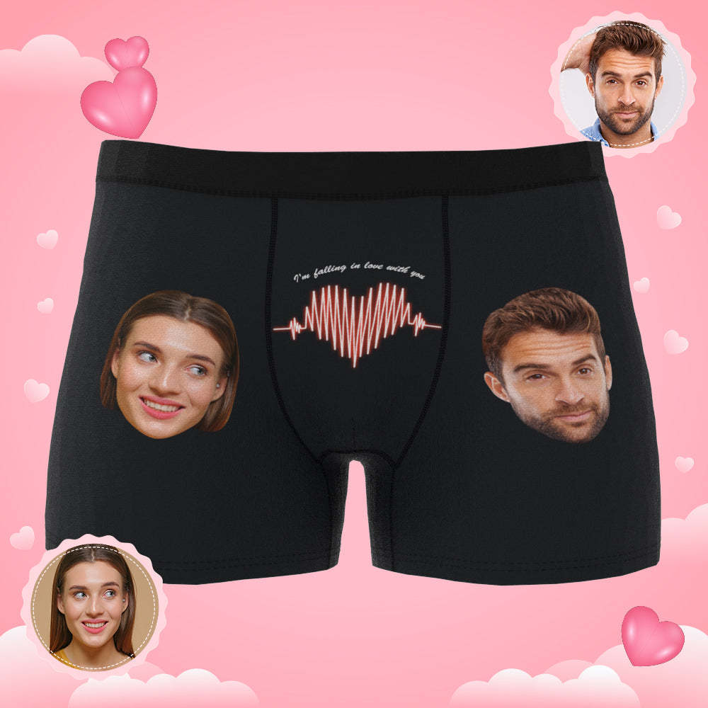 Custom Photo Boxer Electrocardiogram Underwear Men's Underwear Gift For Boyfriend AR View - MyFaceBoxer