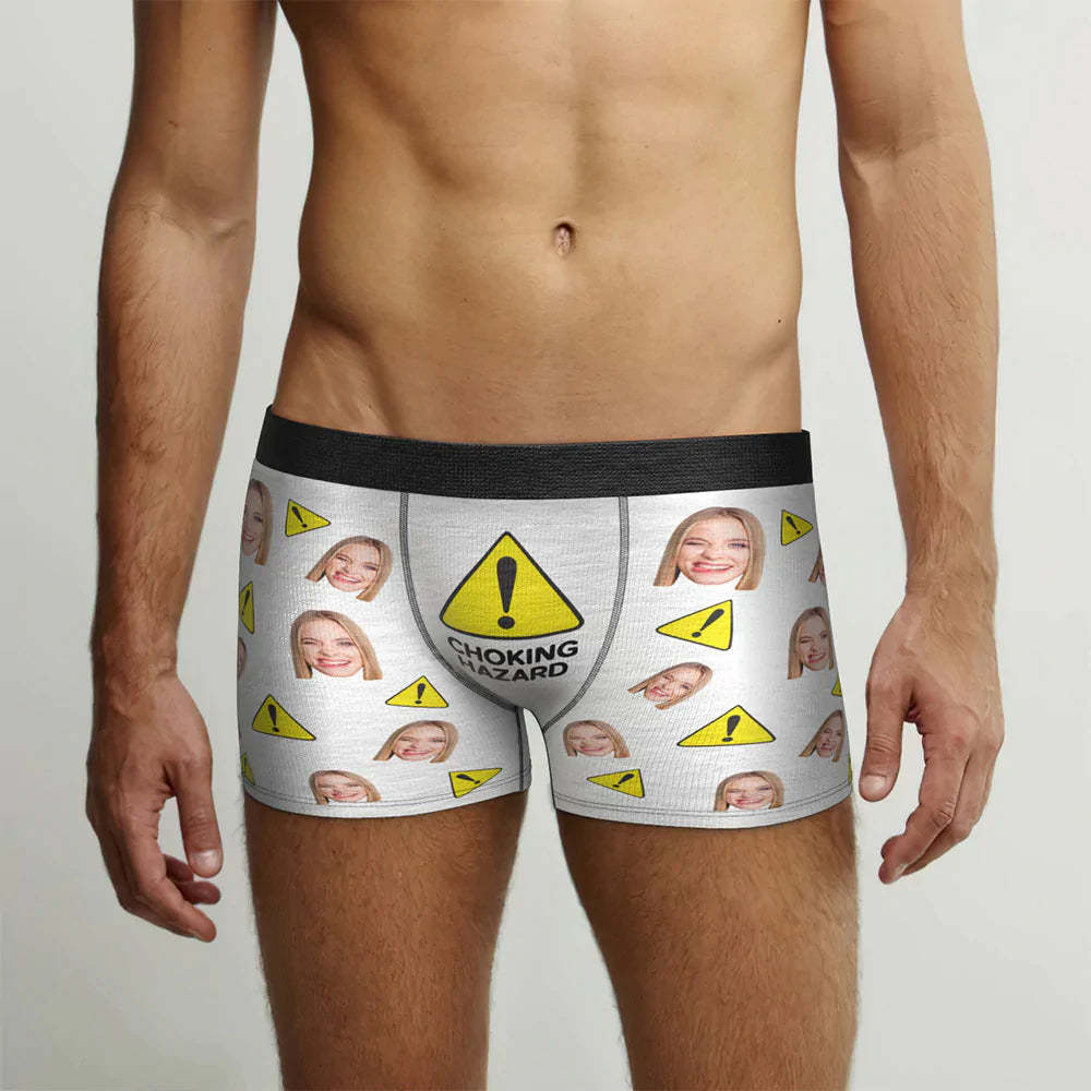 Custom Face Men's Boxers Briefs Personalized Men's Shorts With Photo Choking Hazard - MyFaceBoxer