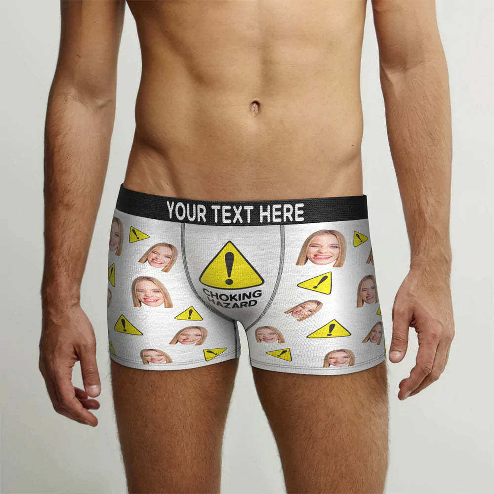 Custom Face Men's Boxers Briefs Personalized Men's Shorts With Photo Choking Hazard - MyFaceBoxer