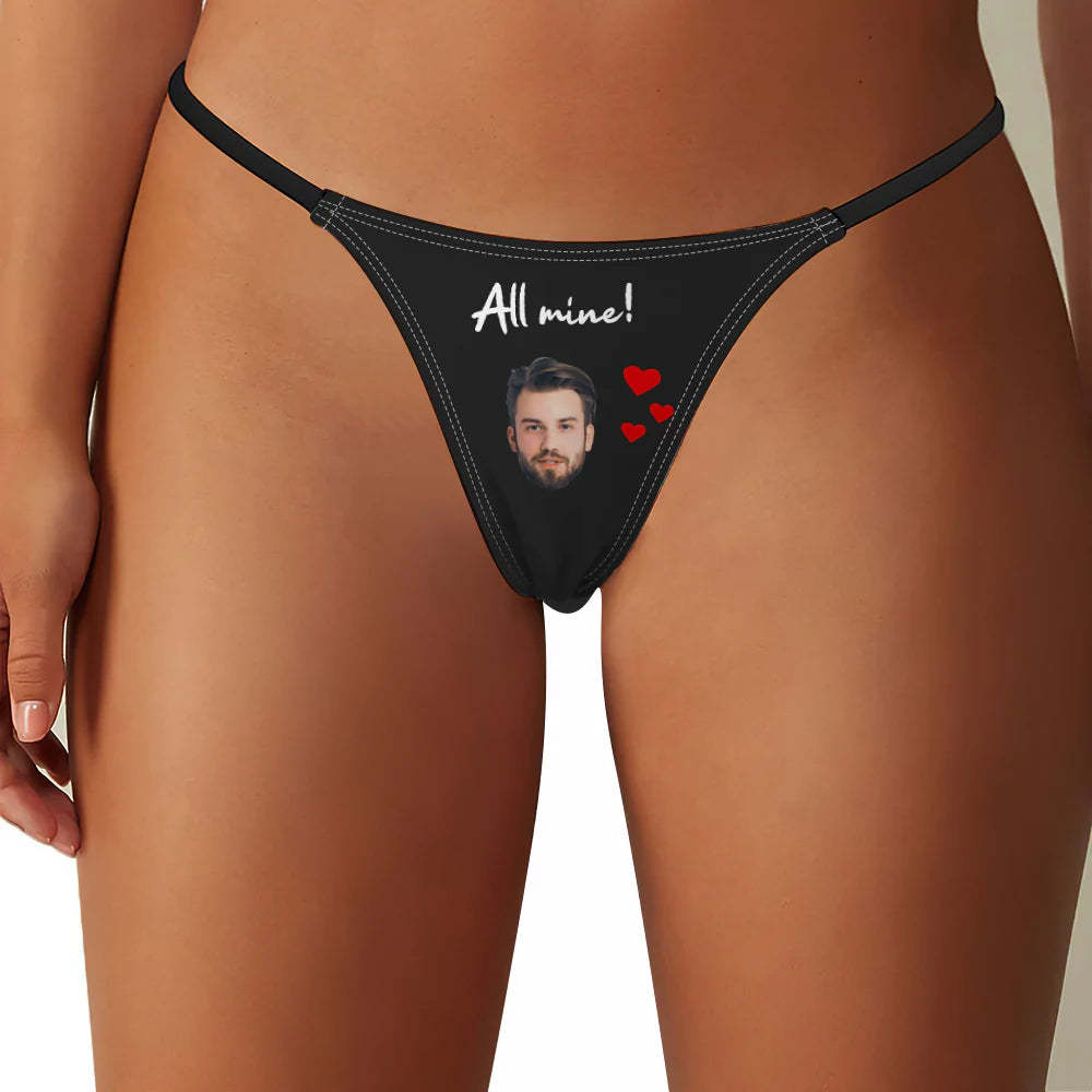 Custom Face All Mine Women's Tanga Thong Gift for Her - MyFaceBoxer