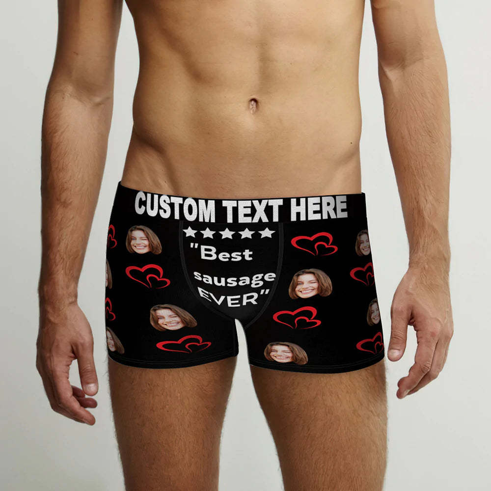 Custom Men's Face Boxer Briefs Best Sausage Ever Personalized Funny Valentine's Day Gift for Him - MyFaceBoxer