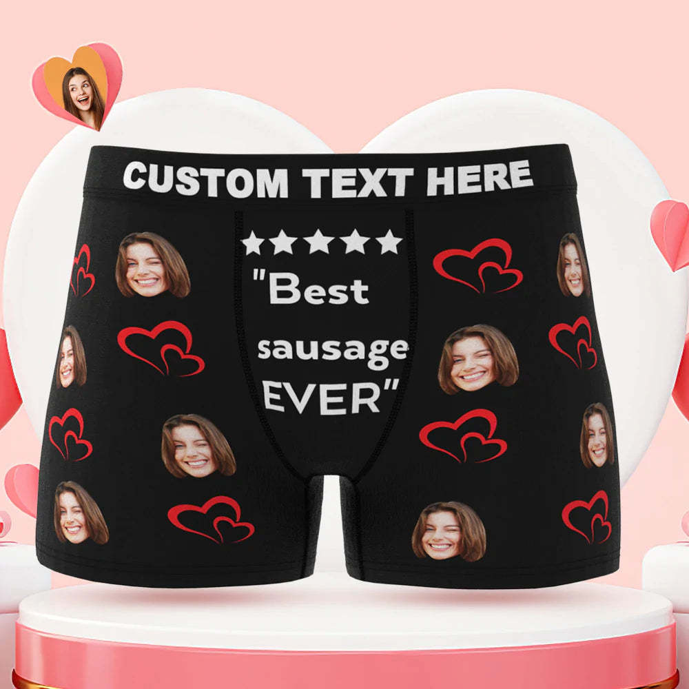 Custom Men's Face Boxer Briefs Best Sausage Ever Personalized Funny Valentine's Day Gift for Him - MyFaceBoxer