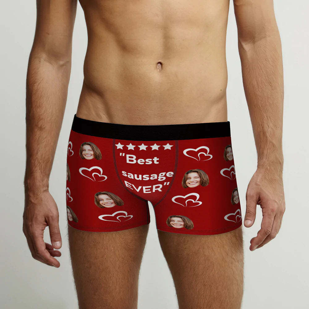 Custom Men's Face Boxer Briefs Best Sausage Ever Personalized Funny Valentine's Day Gift for Him - MyFaceBoxer