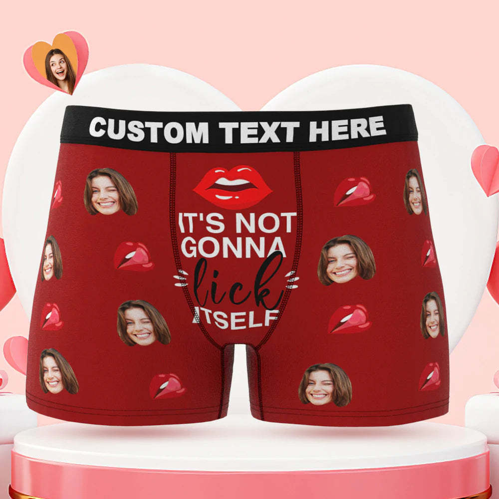 Custom Face Boxer Briefs It's Not Gonna Lick Itself Personalized Naughty Valentine's Day Gift for Him - MyFaceBoxer
