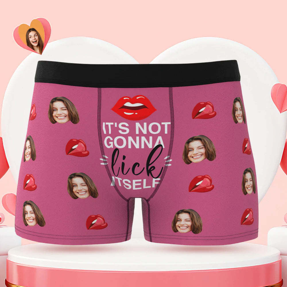 Custom Face Boxer Briefs It's Not Gonna Lick Itself Personalized Naughty Valentine's Day Gift for Him - MyFaceBoxer