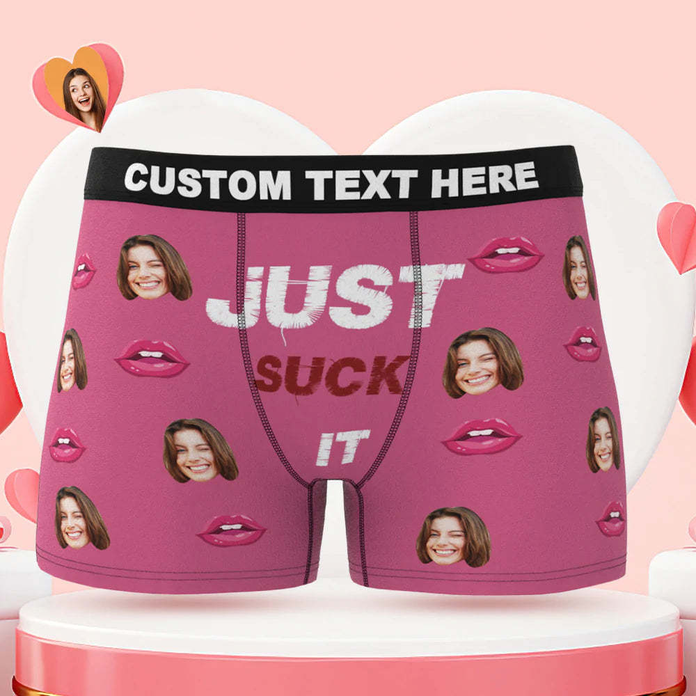 Custom Face Boxer Briefs Just Suck It Personalized Naughty Valentine's Day Gift for Him - MyFaceBoxer
