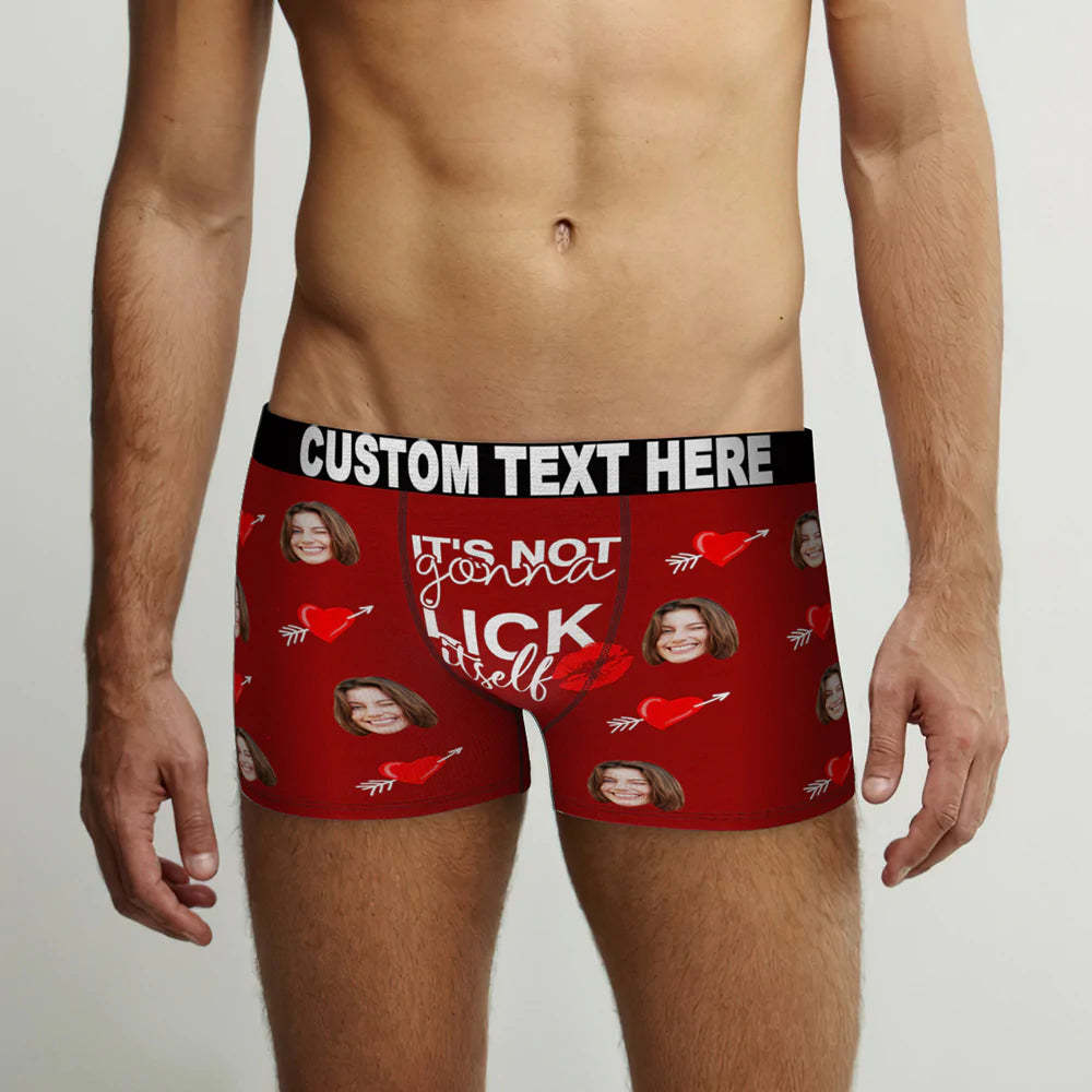 Custom Face Lick Itself Boxer Briefs Personalized Naughty Valentine's Day Gift for Him - MyFaceBoxer