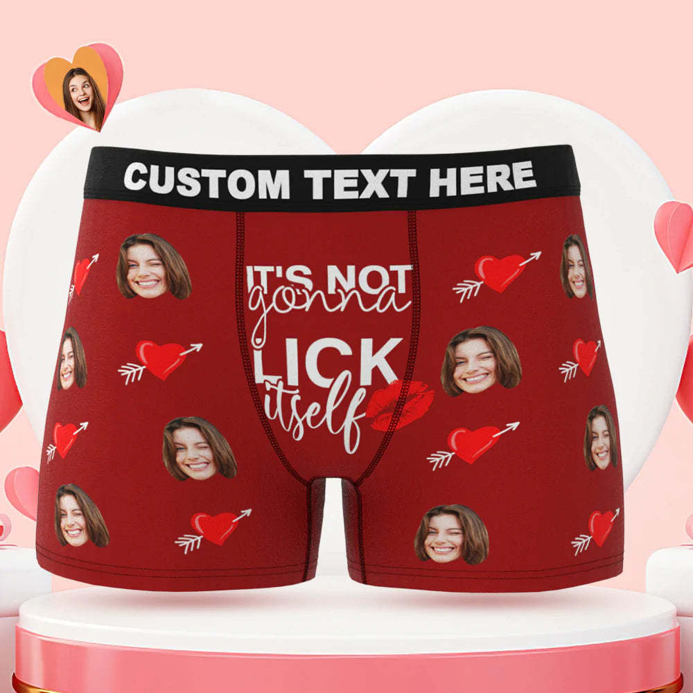 Custom Face Lick Itself Boxer Briefs Personalized Naughty Valentine's Day Gift for Him - MyFaceBoxer