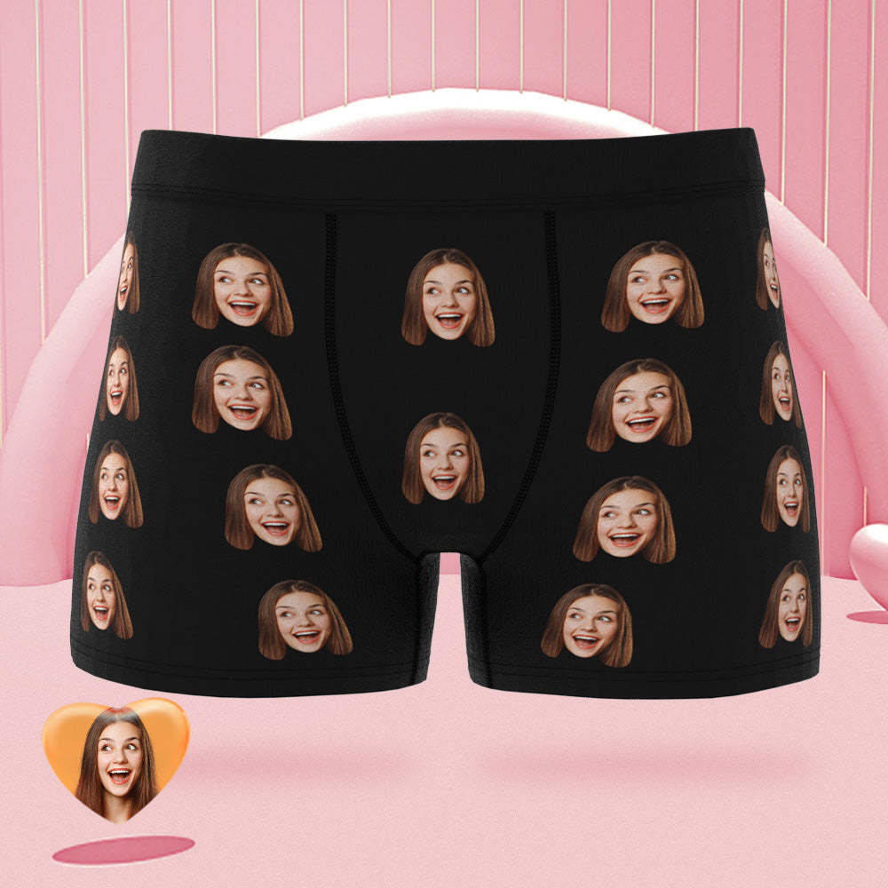 Custom Face Pink Boxer Briefs Colorful Waistband Classic Style Personalized Naughty Gift for Him - MyFaceBoxer