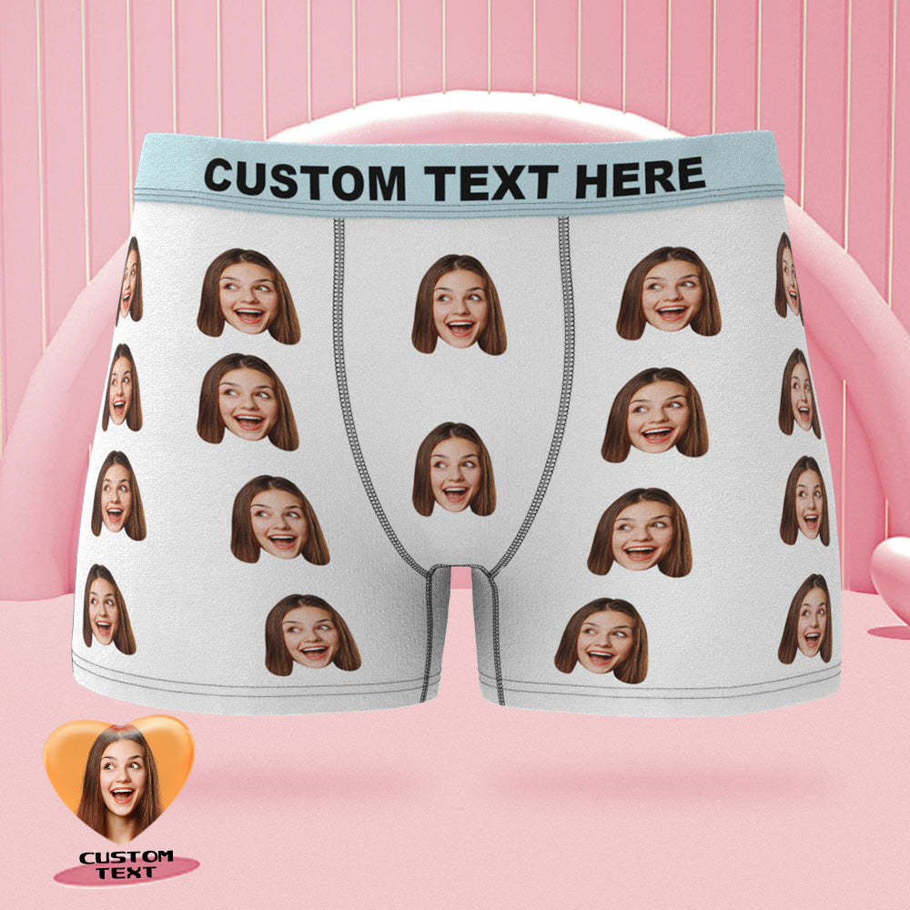 Custom Face Pink Boxer Briefs Colorful Waistband Classic Style Personalized Naughty Gift for Him - MyFaceBoxer