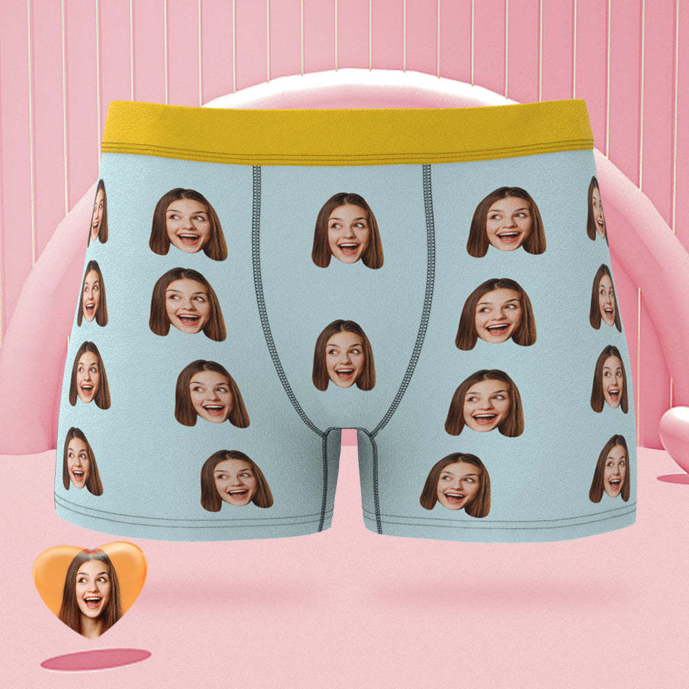 Custom Face Pink Boxer Briefs Colorful Waistband Classic Style Personalized Naughty Gift for Him - MyFaceBoxer