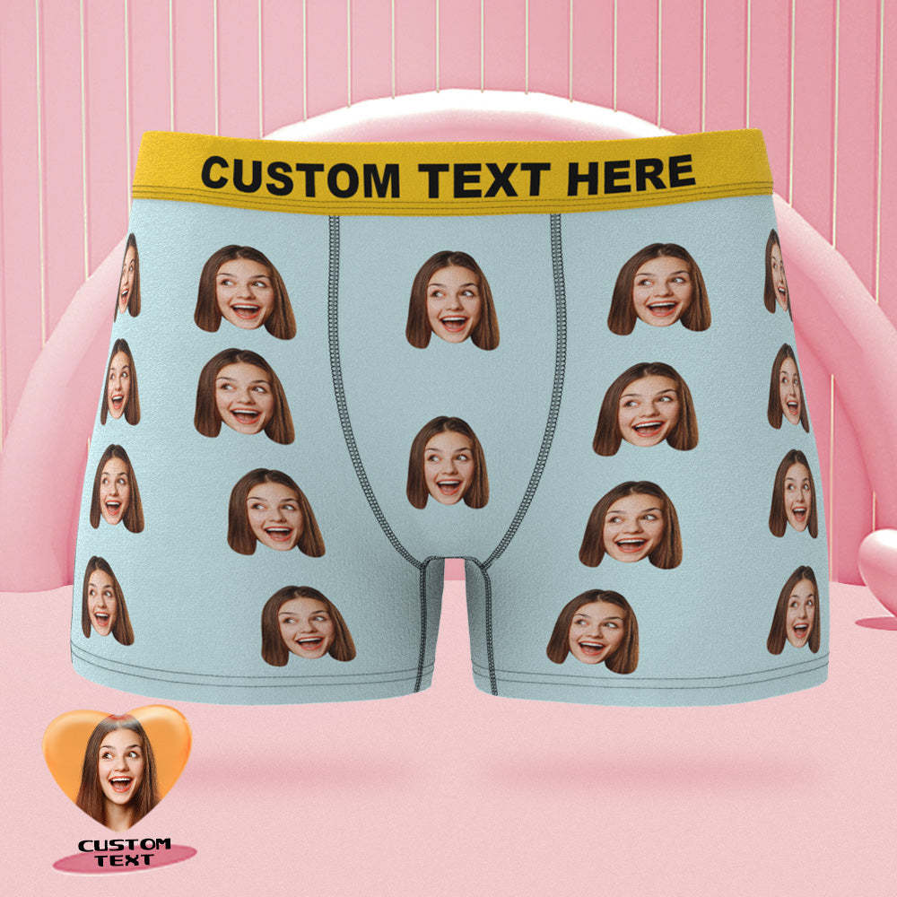 Custom Face Pink Boxer Briefs Colorful Waistband Classic Style Personalized Naughty Gift for Him - MyFaceBoxer