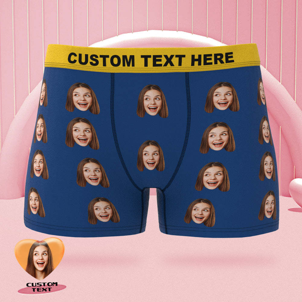 Custom Face Pink Boxer Briefs Colorful Waistband Classic Style Personalized Naughty Gift for Him - MyFaceBoxer