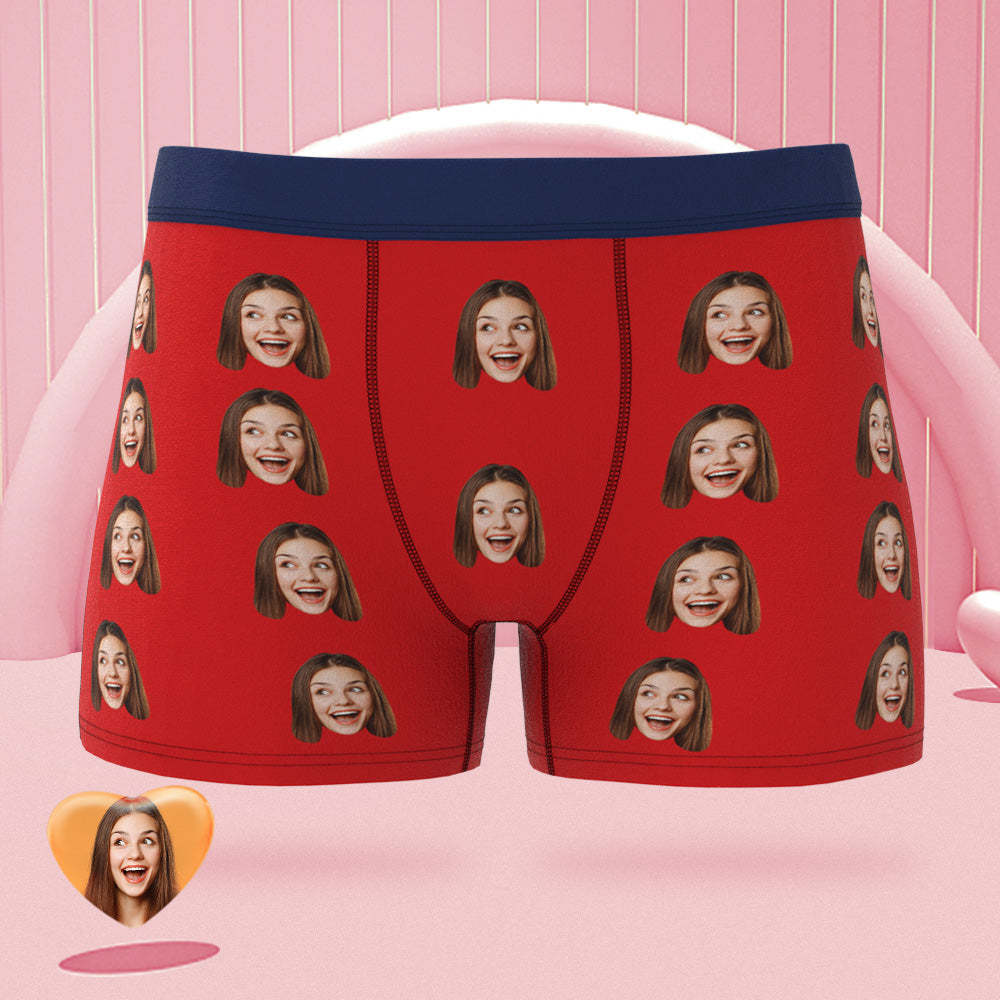 Custom Face Pink Boxer Briefs Colorful Waistband Classic Style Personalized Naughty Gift for Him - MyFaceBoxer