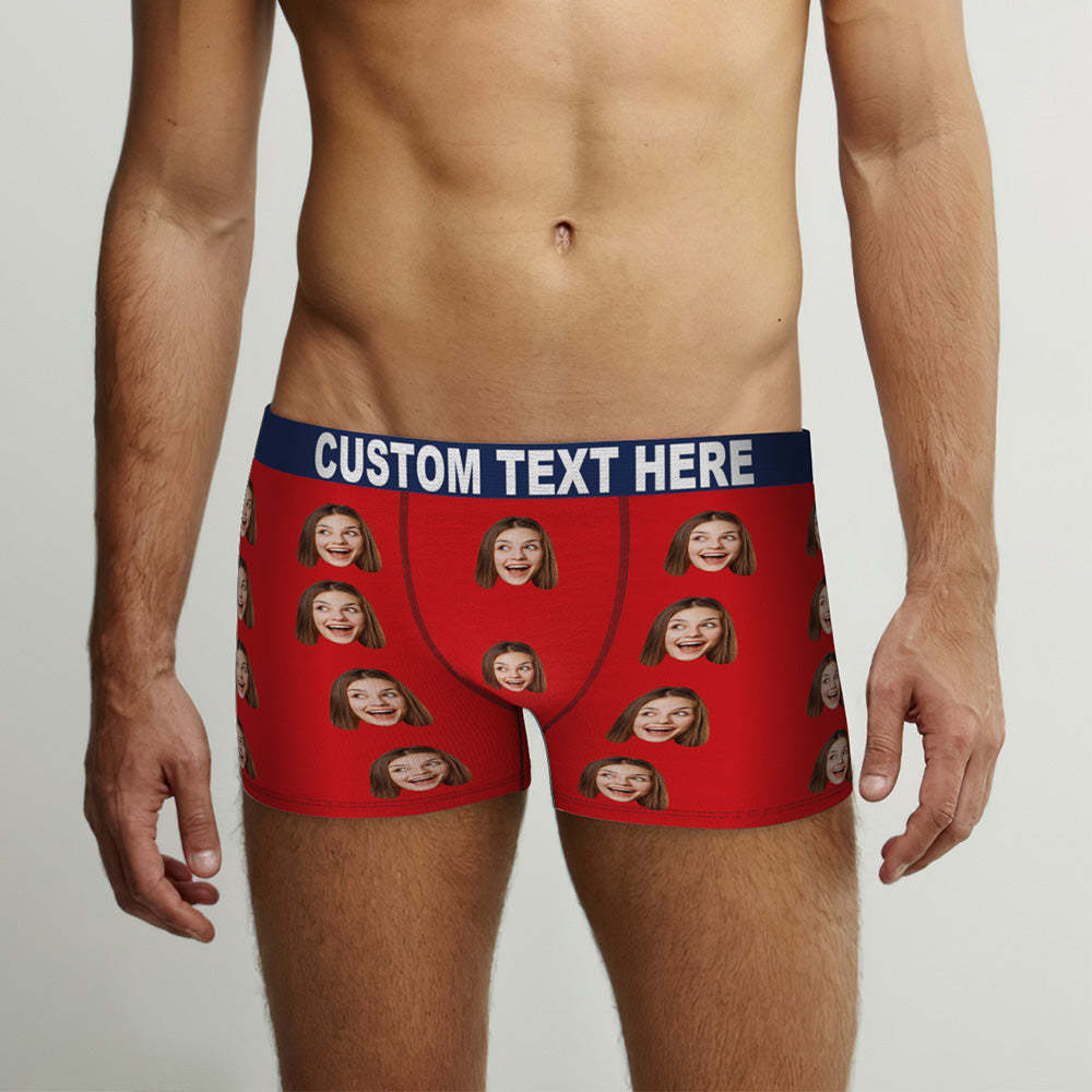 Custom Face Pink Boxer Briefs Colorful Waistband Classic Style Personalized Naughty Gift for Him - MyFaceBoxer