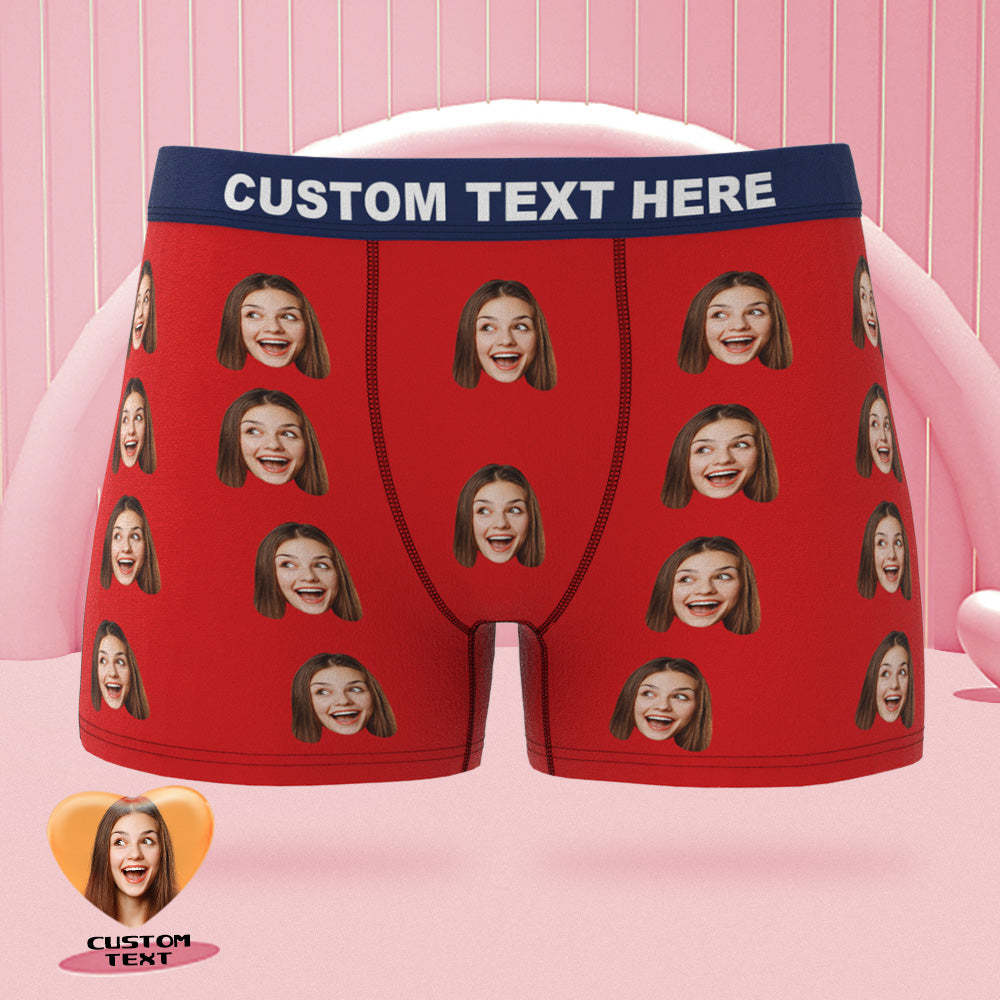 Custom Face Pink Boxer Briefs Colorful Waistband Classic Style Personalized Naughty Gift for Him - MyFaceBoxer