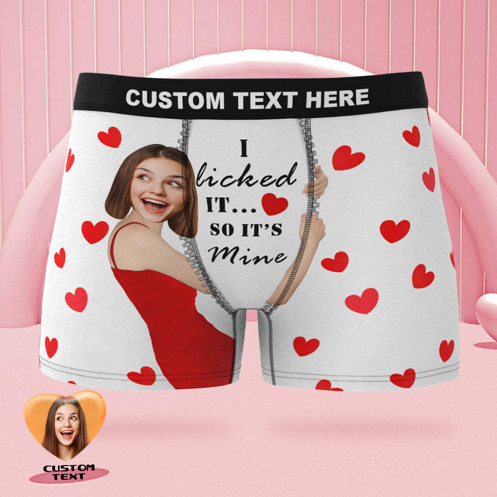 Custom Girlfriend Face Boxer Briefs I Licked It Personalized Naughty Valentine's Day Gift for Him - MyFaceBoxer