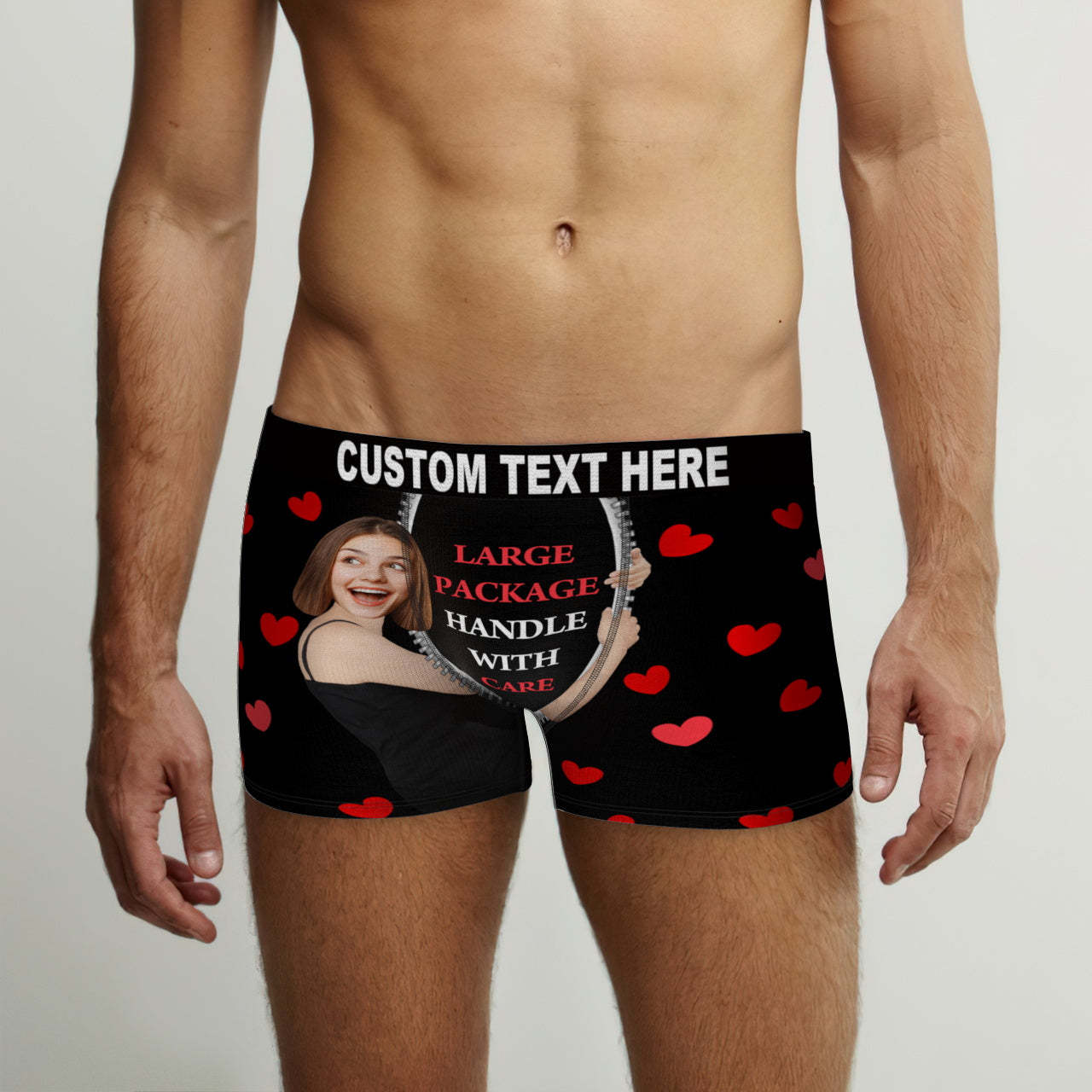 Custom Face on Body Boxer Briefs Large Package Personalized Naughty Valentine's Day Gift for Him - MyFaceBoxer