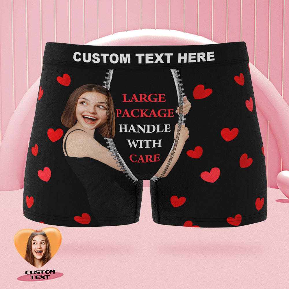 Custom Face on Body Boxer Briefs Large Package Personalized Naughty Valentine's Day Gift for Him - MyFaceBoxer