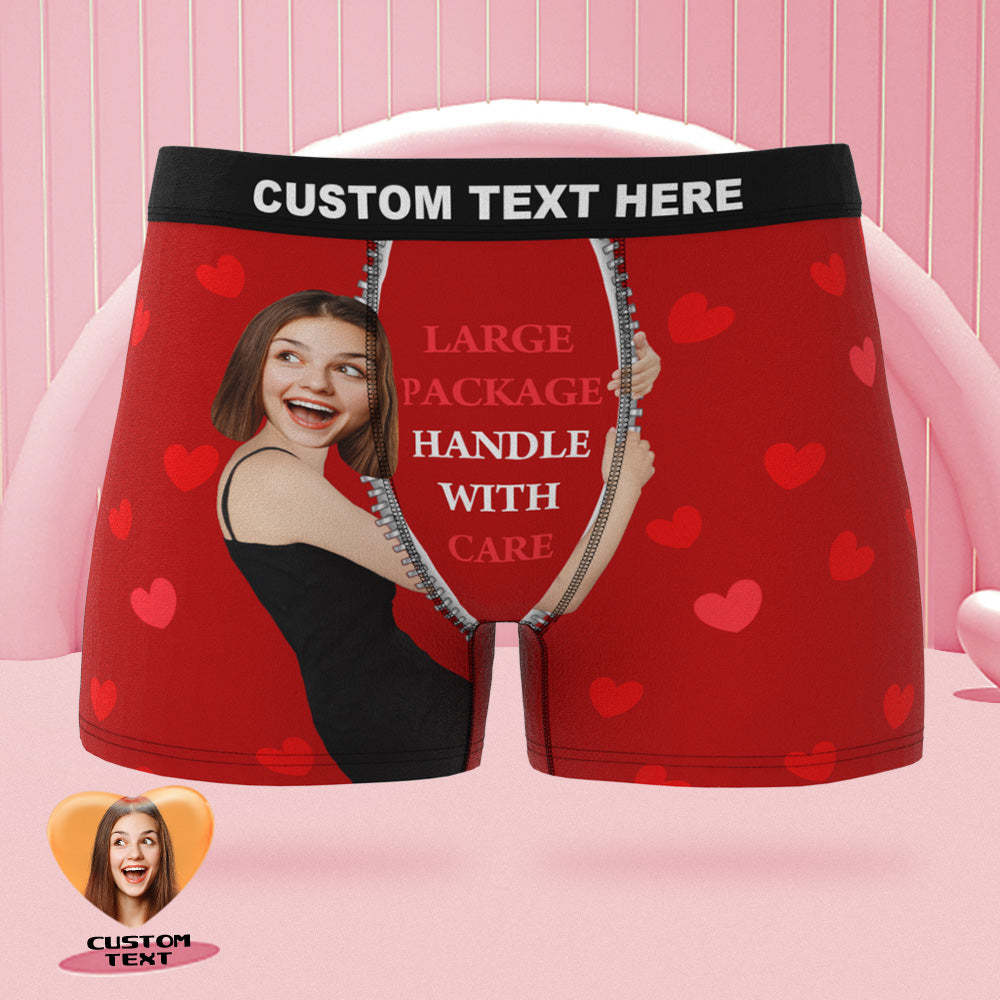 Custom Face on Body Boxer Briefs Large Package Personalized Naughty Valentine's Day Gift for Him - MyFaceBoxer