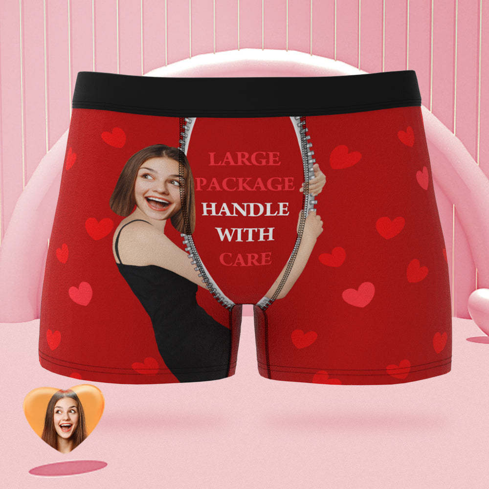 Custom Face on Body Boxer Briefs Large Package Personalized Naughty Valentine's Day Gift for Him - MyFaceBoxer