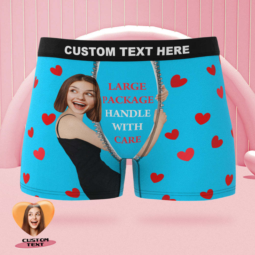 Custom Face on Body Boxer Briefs Large Package Personalized Naughty Valentine's Day Gift for Him - MyFaceBoxer