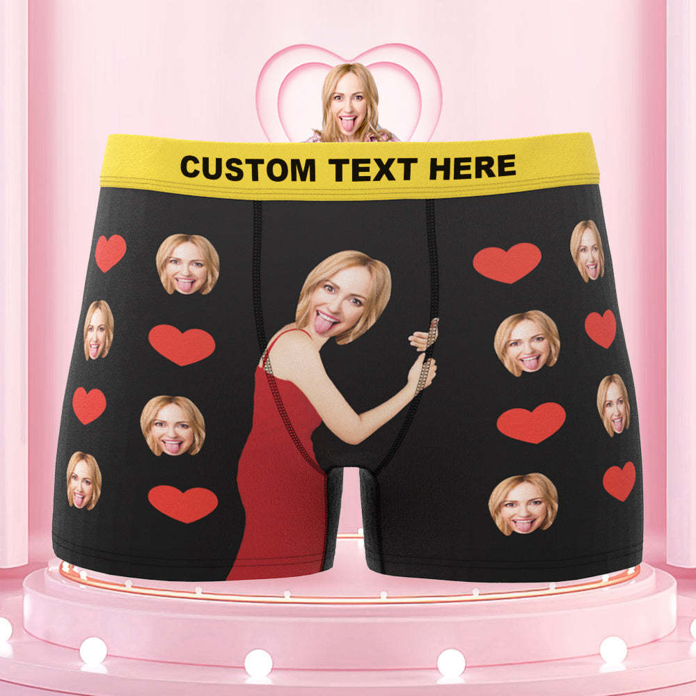 Personalize Colorful Waistband Face Boxers Love Heart Custom Funny Underwear Gift For Him - MyFaceBoxer