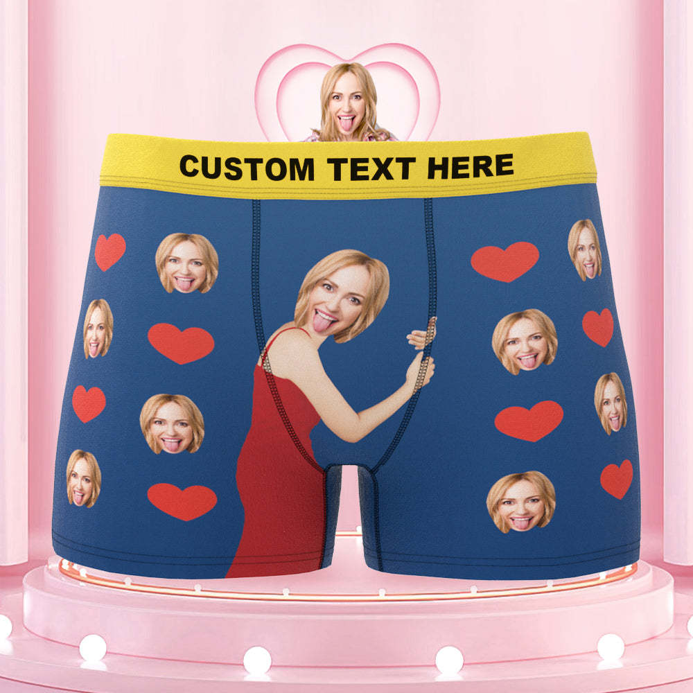 Personalize Colorful Waistband Face Boxers Love Heart Custom Funny Underwear Gift For Him - MyFaceBoxer