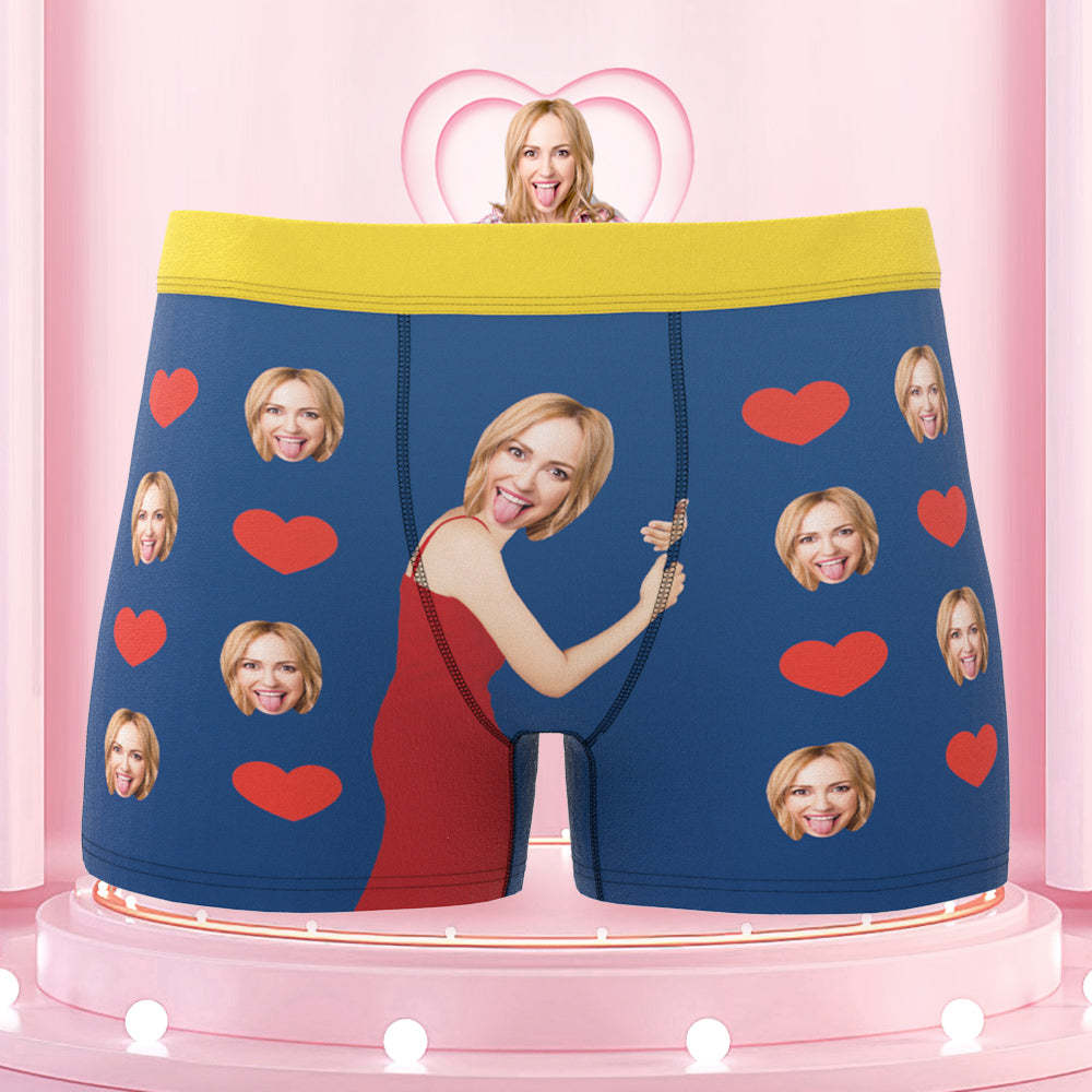 Personalize Colorful Waistband Face Boxers Love Heart Custom Funny Underwear Gift For Him - MyFaceBoxer