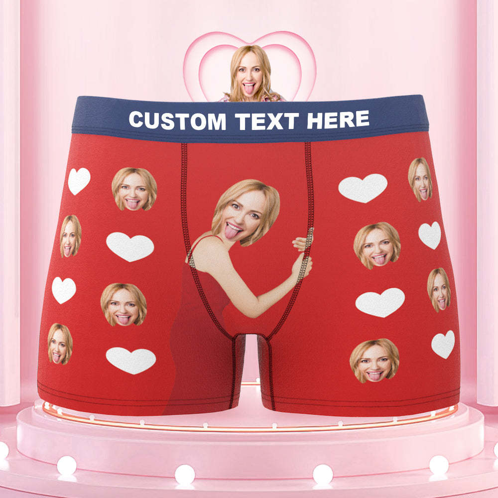Personalize Colorful Waistband Face Boxers Love Heart Custom Funny Underwear Gift For Him - MyFaceBoxer