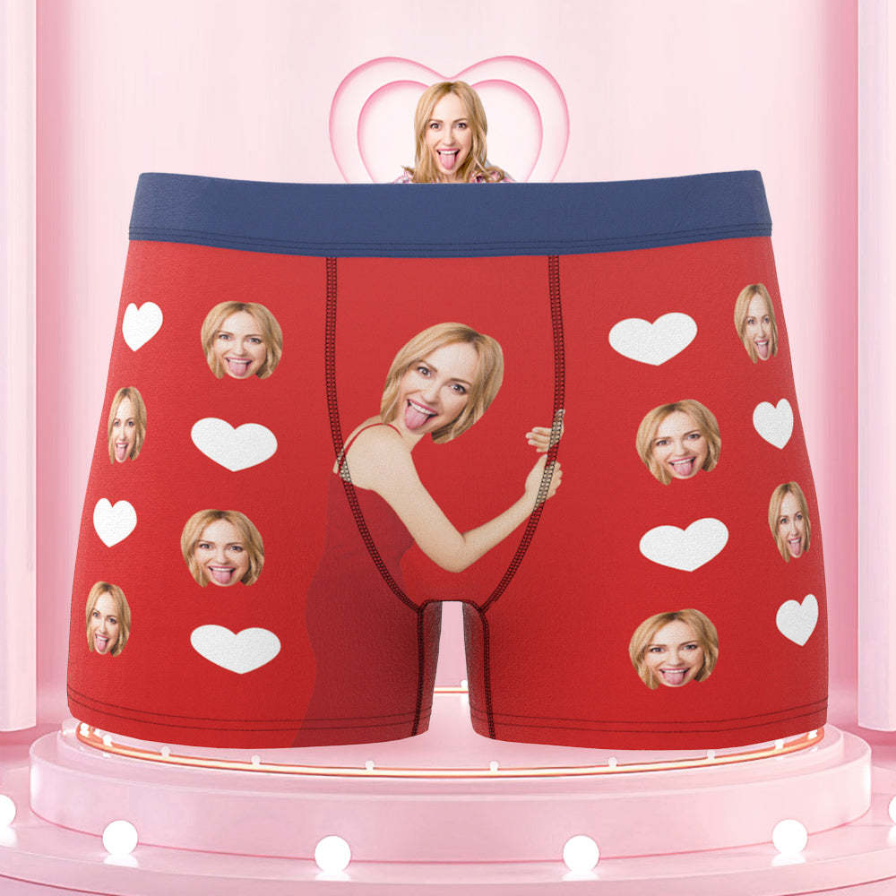 Personalize Colorful Waistband Face Boxers Love Heart Custom Funny Underwear Gift For Him - MyFaceBoxer