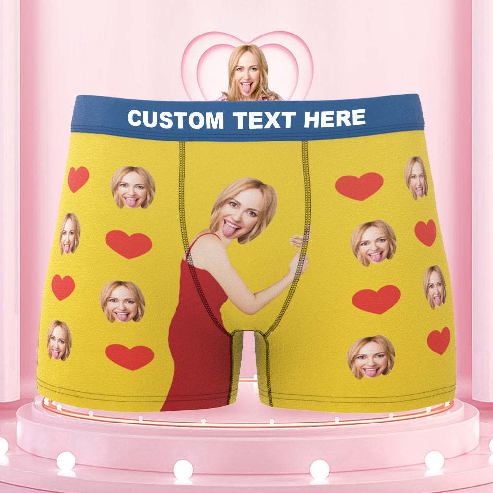 Personalize Colorful Waistband Face Boxers Love Heart Custom Funny Underwear Gift For Him - MyFaceBoxer
