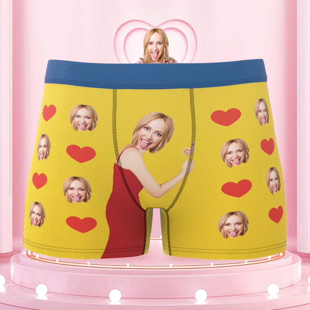 Personalize Colorful Waistband Face Boxers Love Heart Custom Funny Underwear Gift For Him - MyFaceBoxer