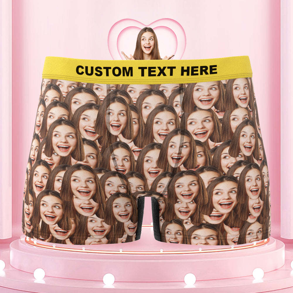 Men's Colorful Waistband Custom Face Mash Boxer Shorts Gift for Him - MyFaceBoxer