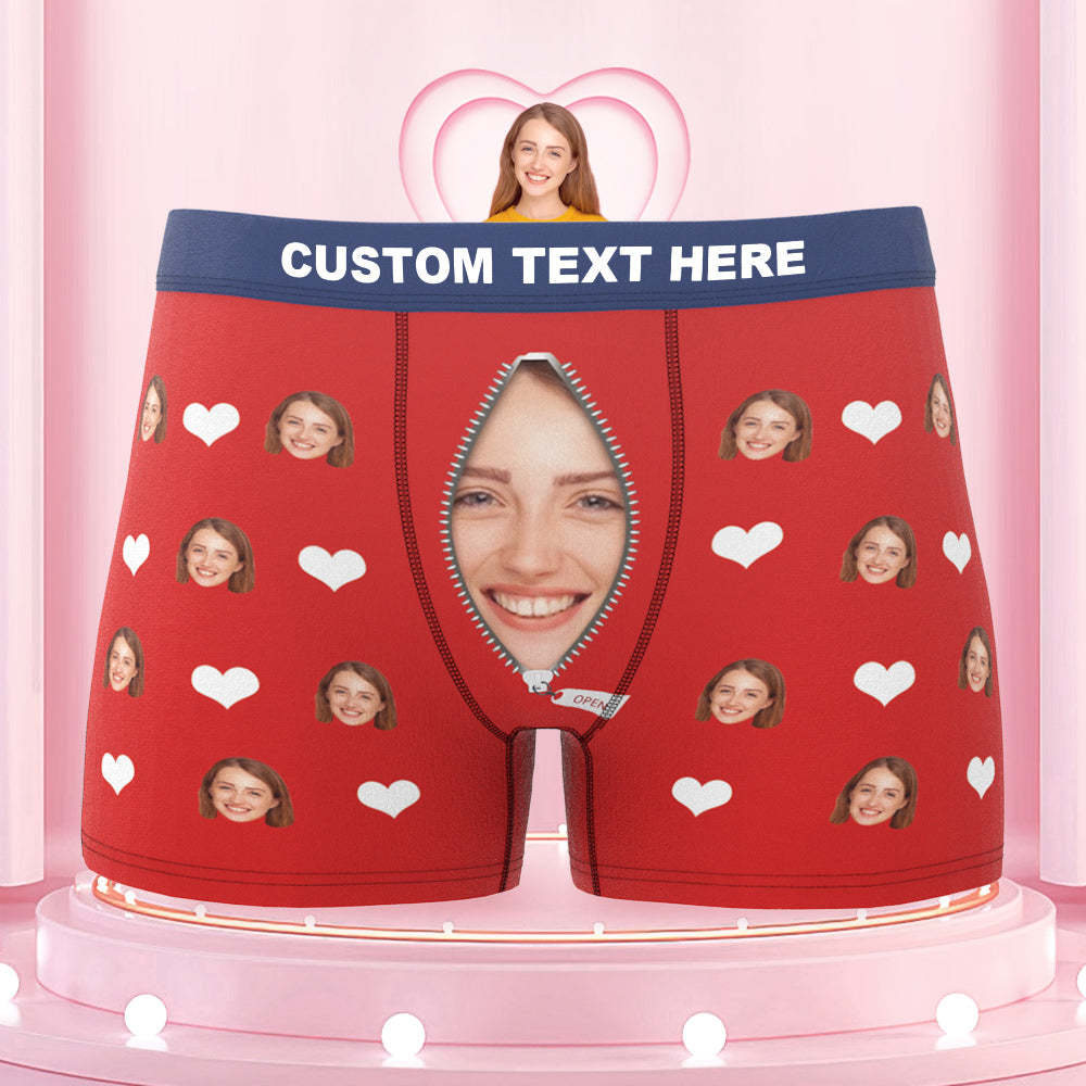Custom Love Heart Girlfriend Face Boxer Briefs Colorful Waistband Gift For Him - MyFaceBoxer