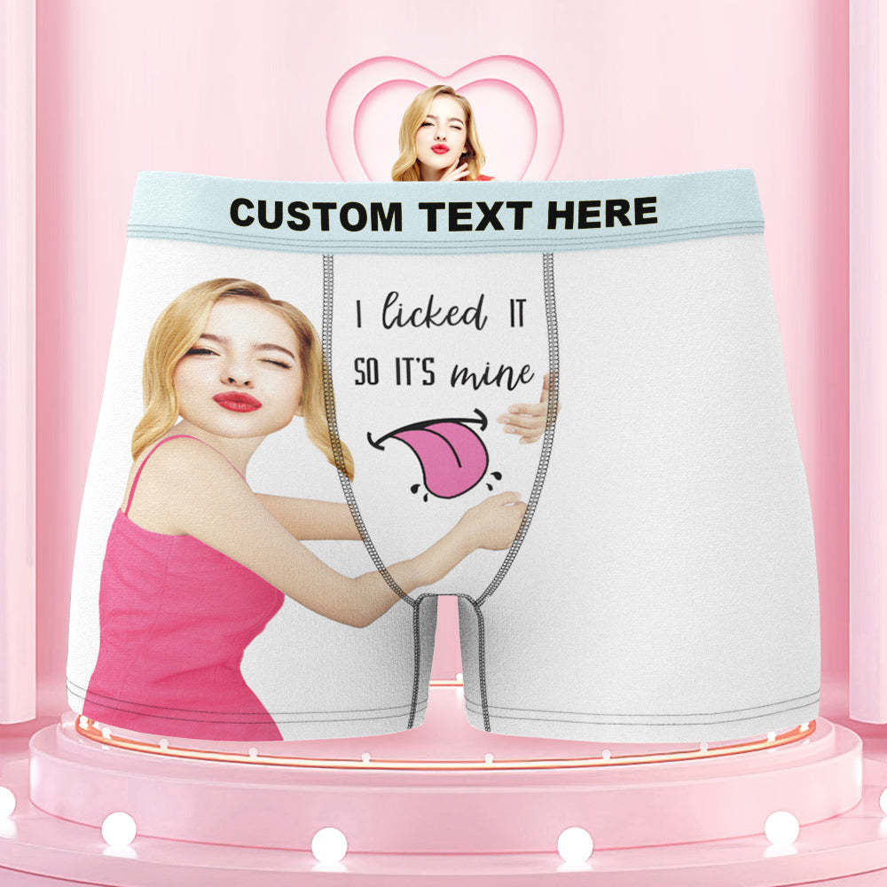 Men's Custom Face Colorful Waistband Boxer Shorts I licked IT SO IT'S mine - MyFaceBoxer