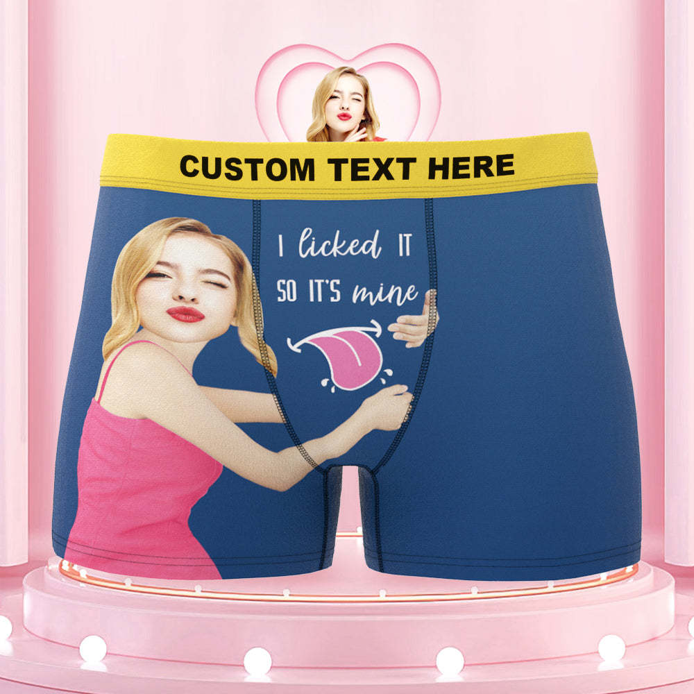 Men's Custom Face Colorful Waistband Boxer Shorts I licked IT SO IT'S mine - MyFaceBoxer