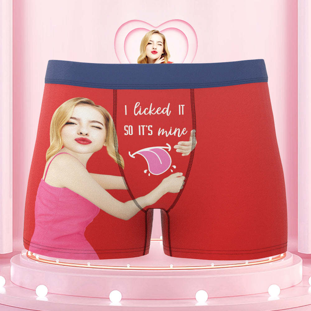 Men's Custom Face Colorful Waistband Boxer Shorts I licked IT SO IT'S mine - MyFaceBoxer