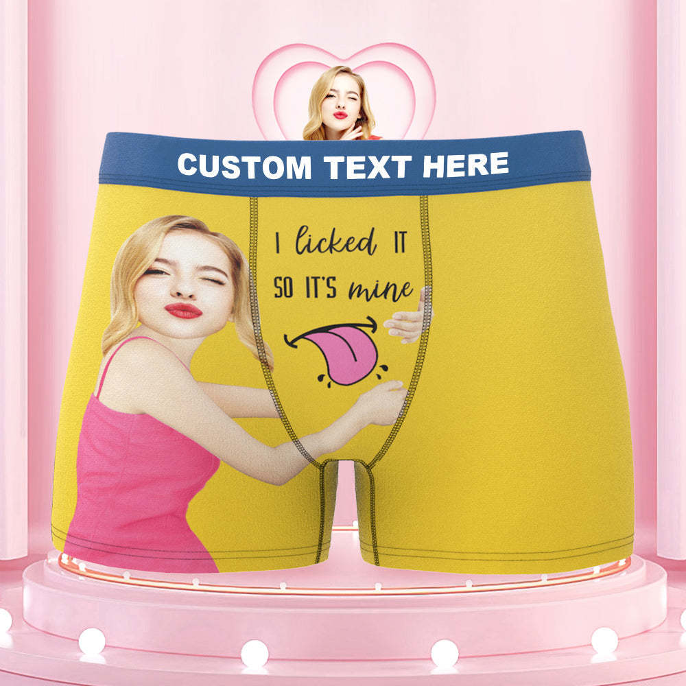 Men's Custom Face Colorful Waistband Boxer Shorts I licked IT SO IT'S mine - MyFaceBoxer